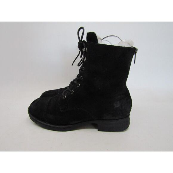 Born Womens Size 7 M Black Suede Zip Laces Ankle Fashion Boots Bootie - Picture 1 of 11